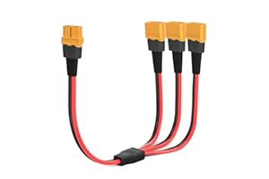 ELFCULB XT60 Y Splitter, 12AWG XT60 1 Hembra a 3 Macho Cable Conector para UAV Phantom Quadcopter RC Coche (30cm)