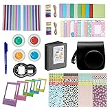 FollowSun 10 en 1 Kit d'Accessoires pour Appareils Photo instantané Fujifilm Instax Mini 8 8+ 9, Inclus Etui Noir/Album/Selfie Objectif/Filtres Colorés/Cadres/Autocollants de Bord/Coins/Stylo