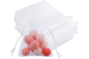 HuaJiao Pack of 100 Small Organza Bags 7 x 9 cm Jewellery Bags Small Organza Bags with Drawstring Gift Bag Small for Guest Gift Wedding Christening Birthday Party