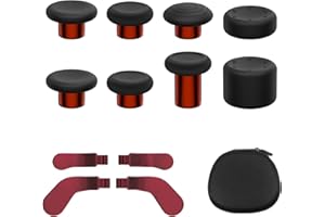 KD.FLY 13-in-1 Metal Thumbsticks Replacement Kits for Xbox Elite Series 2 – Includes Magnetic Joysticks, Paddles, Silicone Caps, Storage Bag, Black&Red