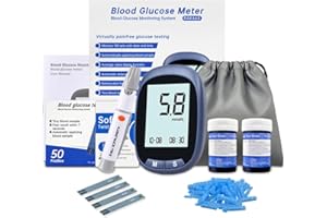 BIGFOX Medidor de Glucosa en Sangre para el Hogar - Kit Completo con 50 Tiras Reactivas y 50 Lancetas, Precisión Profesional para Control de Diabetes