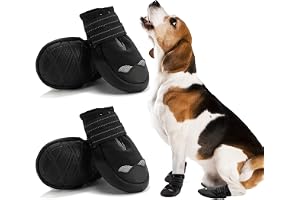 PETANGEL Dog Boots Waterproof Shoes for Dogs with Reflective Straps, Rugged Anti-Slip Soft Sole Dogs Paw Protector for Small Medium Large Dogs (Black, Size: 3)