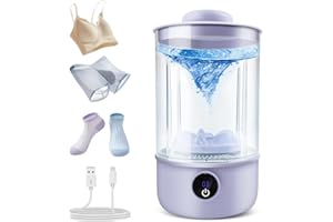 LUODIRGB Underwear Washing Machine | Rechargeable 1.3L Portable Mini Washer | Deep Cleaning of Socks, Baby Clothes, Small Loads | Lightweight and Compact for Apartment, Dorm, Hotel, Travel, RV (Purple)