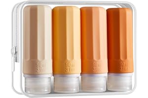 INSFIT 4 Stück Silikon Reiseflaschen Set, FDA-zugelassene 90ml Reiseflaschen Zum Befüllen, BPA-freie, auslaufsichere, Reiseset Zum Befüllen für Shampoo, Spülung, Lotion, Duschgel mit Etiketten