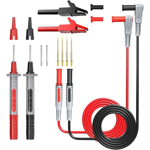 Lot De 10 Sondes De Test Pour Multimètre - Pointe Aiguille 0,7 Mm, Perçage Isolation, Fiches Banane - Pour Diagnostic Auto Et électronique