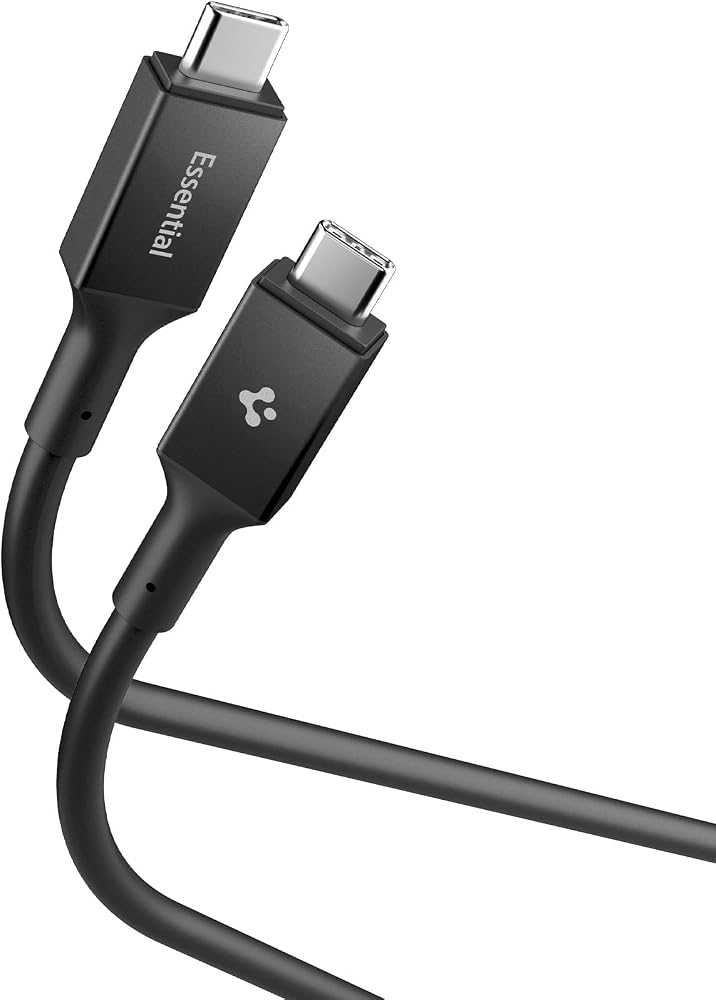 Spigen USB-C to USB-C 1.2 Metre Kablo 240W Güç/PPS 2.0 Super Hızlı Şarj / 40Gbps (E-Marker Çip) Data / 8K Görüntü Aktarım / USB4 Gen3 Type-C Ekstra Dayanıklı Black - ACA09461
