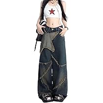 パンツ 2000's buggy jeans archive y2k grunge Y2k Vintage Star Straight Wide Leg Jeans a Vita Alta Baggy