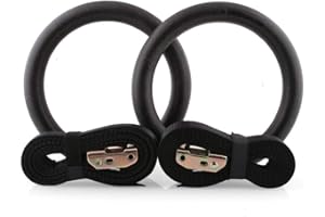 FFITNESS Gym Rings Gymnastikringe mit ABS Gurten, Schwarz, Ø 23 cm