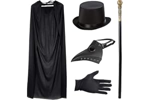 Lifreer Costume con maschera da medico della peste in pelle in stile rétro, Maschera Becco for Halloween, Maschera da Dottore Stile Steampunk costume per Halloween