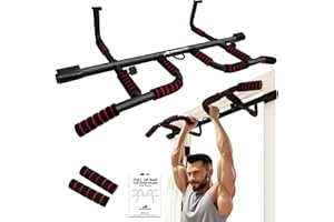 ‎RHINOSPORT RHINOSPORT Klimmzugstange für Türrahmen – Pull Up Bar Doorway mit Multigriff-Positionen Griffen – Ohne Bohren, Rutschfest bis 200kg (440lbs)– Für Türen 65-92cm (25.5-36.2in)