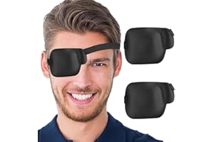 AMZVIO 2PCS 3D Eye Patches for Adults,Ajustable Medical Eye Patch for Right Eye,Soft Black EyePatch for Amblyopia Lazy Eye,Large(Right Eye)
