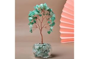 Aisamco Chakra Healing Crystal Tree of Life,Crystals and Healing Stones, Handmade Bonsai Trees,Positive Energy, Wealth, Good Luck,Feng Shui Home Office Decor,Birthday Gifts for Women (Green)