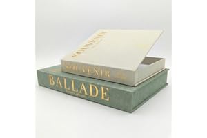 TIPICHOU Faux livres décoration d'intérieur en lin – Lot de 2 boîtes secrètes luxe pour deco de bibliothèque ou étagère salon – Livres factices avec rangement télécommande ou autres objets (Vert sauge & Beige)