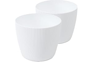 ‎TYMAR Tymar Blumentopf, 2er-Pack, Runde Form, Übertopf (ø 30 cm, (2pack) Weiß)