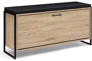 IDMarket - Banco de entrada con cojín y almacenamiento de zapatos Luis 100 cm, Recibidor Mueble, Diseño Industrial