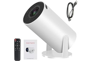 HRYYDS Alwtniet Proyector 4k 1080P Full HD Soporte, Mini Proyector Portátil con Android 11, 260ANSI 10000 Lumens, Videoproyector WiFi 6 BT 5.0, Cine Proyector 180 °Se Puede Girar para TV Stick (Blanco)