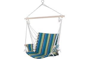 BYUP Verk Group Amaca Sedia Sospesa Dondolo da Giardino Multicolor Brasiliana con Telaio Barra Antirollio e Braccioli in Legno Interno ed Esterno Campeggio da Appendere