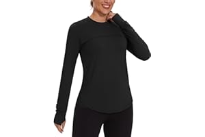 Gyabnw T Shirt Maglietta Sportiva da Donna Maniche Lunghe Magliette Donna Sportive Orlo in Foglia di Loto Asciugatura Rapida Tinta Unita Yoga Fitness