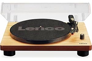 Lenco Platine Vinyle LS-50 Tourne-Disque avec boîtier en Bois et Haut-Parleur, USB, Conversion Vinyle à numérique, Housse de Protection, entraînement par Courroie, 2 x Stylet (Aiguille)