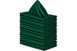 Ailler 20 tovaglioli da tavola in cotone, 50 x 50 cm, tovaglioli in tessuto lavabile in lavatrice, asciugamani da tavola da matrimonio morbidi, tovaglioli quadrati in raso, verde scuro