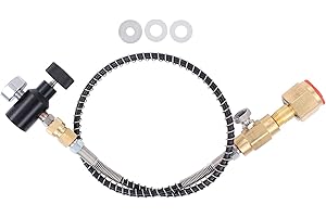 Doo Engy Adaptador de recarga de CO2, manguera adaptador de recarga con manómetro, manguera W21.8-14 conector para tanques Sodastream Soda Maker para llenar