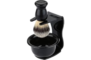 ZKMAGIC Duotar 3 em 1 escova Kit barbear Frame Base de barbear + tigela de sabão de barbear + Design moderno de bacia de barbear barbear pincel acrílico materiais do cabelo barba ferrame