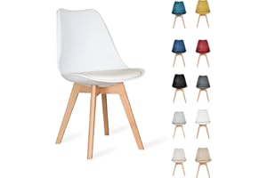AVC Designs Single Dining Chairs Designer Wooden Home Office Commercial (White)