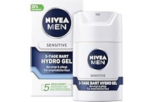 ‎NIVEA MEN Nivea Men Sensitive 3-Tage Bart Hydro Gel im 2er Pack (2 x 50 ml), Feuchtigkeitscreme für Männer mit empfindlicher Haut & 3-Tage Bart, beruhigende Gesichtscreme