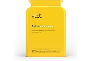 Vitl Organic Ashwagandha Daily Supplement - 60 High Strength Capsules - Formulated to Promote Relaxation & Reduce Stress - Support Mental & Physical Wellbeing & Optimise Cognitive Activity