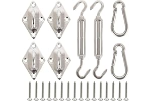 WYMAODAN Plaques à œil en acier inoxydable, kit de matériel de voile de parasol très résistant pour accessoires de fixation de parasol matériel de suspension de chaise pivotante (M5, 5A)