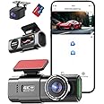 4K Dash Cam Front and Rear, Mini WiFi Dashcam for Car with Super Night Vision, 64G SD Card, 170°Wide Angle, G-Sensor, 1.47" IPS Screen, APP Control, Voice Prompts, Parking Mode, WDR, Support 256GB Max