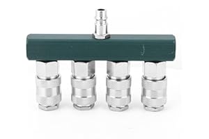 GAROSA 1/4" NPT Connecteur Pneumatique Rapide 4 Voies pour Tuyau d'Air - Raccord Compressé Industriel à 4 Ports - Adaptateur Robinet Air Comprimé Multiprise 150bar