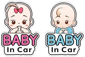 GOBFAR Baby in Car Aufkleber, 2 Stück Baby in Auto Aufkleber Zeichen und Aufkleber, Auto Sticker Babyaufkleber, Baby im Auto Baby im Auto Warnaufkleber zur Kindersicherheit im Auto, Fenster Auto Aufkleber