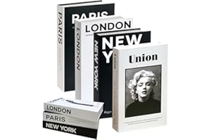 Bieiyhe 4 Stück Dekorative Bücher für Heimdekor, Buchattrappe Deko Bücher Set,Gefälschte Bücher Fake,Hohles Buch Decorative Books,Coffee Table Book Aufbewahrungsbuch,Dekobücher Faltbare, Buchbox