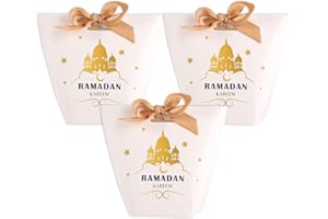 FYGUARD Ramadan Geschenktüten, Eid Mubarak Geschenktüte Papiertüten mit 20 Geschenkbänder Ramadan Geschenke Kinder Eid Deko, 20 Stück