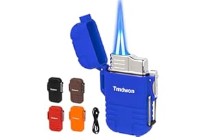 TMDWON Torch Lighter Butane Lighter Waterproof Double Jet Lighter for Hiking Camping, Blue (No Butane)?