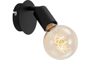 BRILONER Leuchten - Foco de Pared, Retro/Vintage, Cabezal Giratorio E Inclinable, E27, Máx. 60 W, Metal, Aplique Pared Interior, Aplique, Lámpara de Pared, Foco Pared Interior, Lámpara, Negro