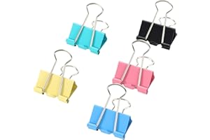 HONONWII Binder Clips 25mm Colored Metal Bulldog Clips Foldback Clips 20Pcs Middle Swallowtail Clip File Money Paper Stationary Clamps for Office School Home Kitchen Shops