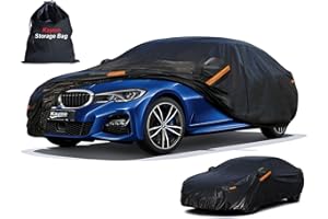 Kayme Car Cover Waterproof Breathable, Outdoor Full Cover Rain Sun Dust All Weather Protection with Zip and Cotton Lined, Fit Sedan (470 To 490cm) 3XL Black