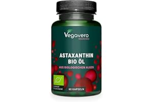 ‎VEGAVERO Bio Astaxanthin hochdosiert | Natürlicher Rohstoff aus der EU – schonende CO2-Extraktion | Vegan | Alge + Olivenöl | Laborgeprüft | 60 Kapseln | Deutsche Produktion von Vegavero