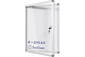 ‎S SWANCROWN Swansea Schaukasten Abschliessbar, Innen Magnetisch Infotafel für die Wand, Aushangtafel für Büros, öffentliche Räume, Hotels und Restaurants, Alu Rahmen, Acrylglas, Silber, 67 x 50 cm (4 x DIN A4)