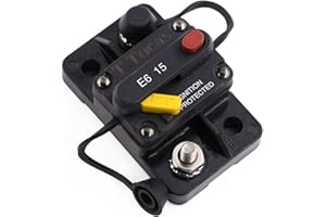 T Tocas 15A Mini Schutzschalter mit Manuelles Reset Sicherungsautomat 12V- 32V DC für Solar/Kfz Audio/Wohnmobil/Marine/Boot, 15 Amp Leistungsschalter Trolling Motor Sicherungshalter, wasserdichte