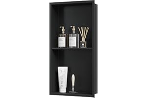 Neodrain Stainless Steel Shower Niche with Shelf Recessed Double Niche Shower Storage for Bathroom 60 x 30 cm, Black