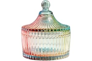 VASANA Barattolo in vetro colorato da 300 ml con coperchio in cristallo, contenitore per caramelle, zuccheriera, biscotti, contenitori decorativi per alimenti, per casa, cucina, ufficio
