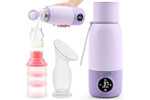 TILCARE Portable Bottle Warmer for Travel - 17oz 12H Baby Bottle Milk Warmer, Fast Heat Travel Bottle Warmer for Breastmilk, USB Calentador De Biberones on The Go - Wireless Car Bottle Water Warmer, Lavender