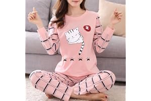 SIGAER Women Pajamas Set Winter Pajamas for Women Thin Cartoon Pijamas Printed Pijama Women Long Sleeve Cute Sleepwear Casual