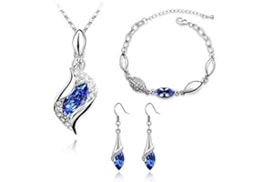 Klaritta Royal Blue Jewellery Set Crystal Eyes Drop Earrings & Necklace S261