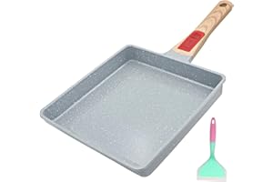 AIKENBBKK Poele Omelette Japonaise en Céramique, Revêtement Céramique Antiadhésif Poêle à Tamagoyaki avec Poignée Amovible, Sans PTFE et PFOA, 23x21 cm-Grand- Bleu