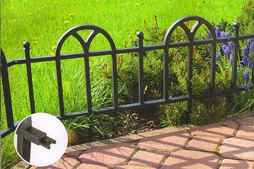 5 Stück Gartenzaun Beetzaun „Classic“ 62x30cm Beetbegrenzung Kunstoff schwarz - 2