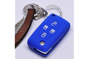 MT KEY Cubierta Protectora de Silicona para Llaves de Coche Azul Compatible con Peugeot Ranch Partner 807 1007 Citroen C4 C8